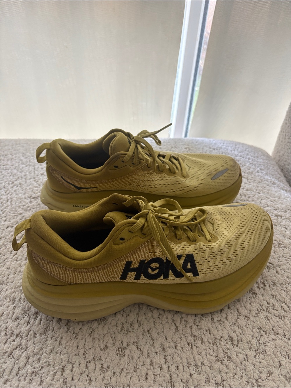 Hoka Bondi 8 in Golden Lichen/Celery Root Running Sneakers - Picture 4 of 6